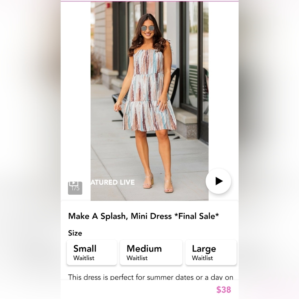 Summer, dress, mini, tie straps, medium, solution